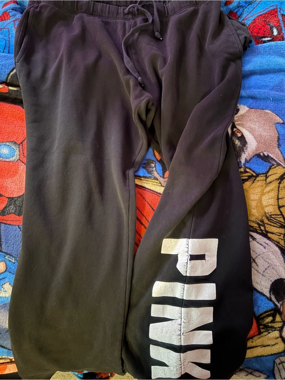 PINK Victoria's Secret Black Womens' Logo Sweatpants - Cozy Drawstring Bottoms
